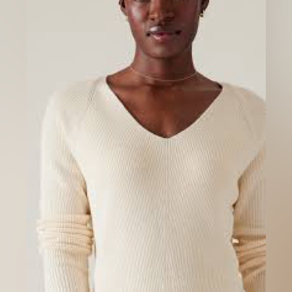 Athleta Hanover V-Neck Sweater Ivory / Cream - Picture 4 of 10